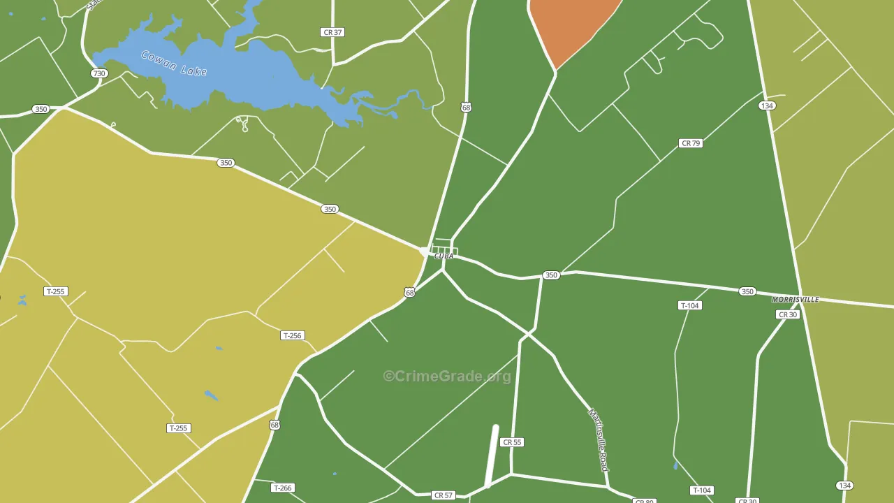 Cuba, OH Map of Theft Rates