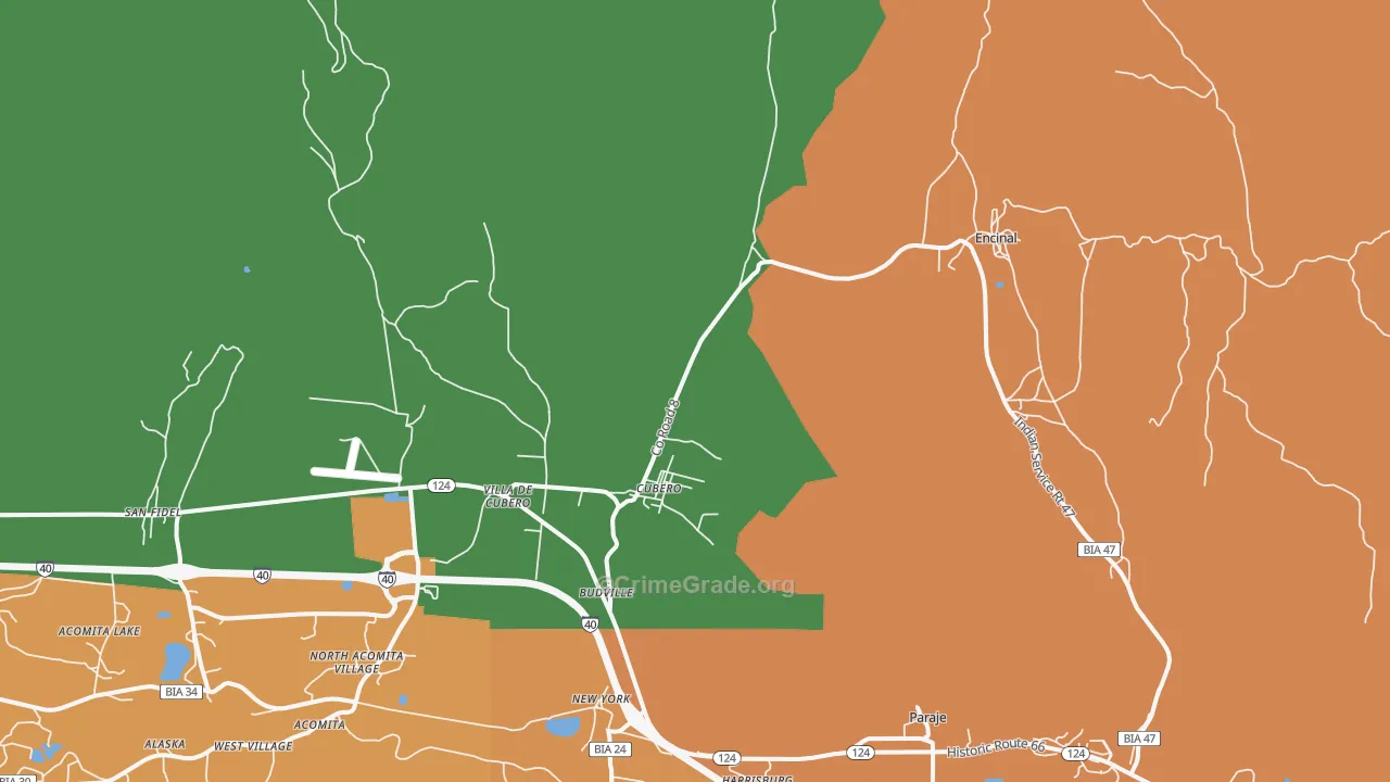 Cubero, NM Map of Theft Rates