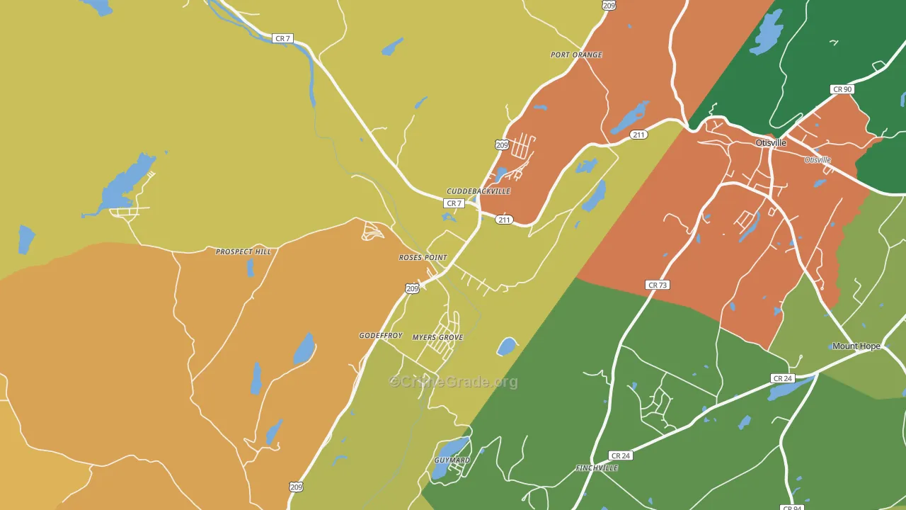Cuddebackville, NY Map of Theft Rates