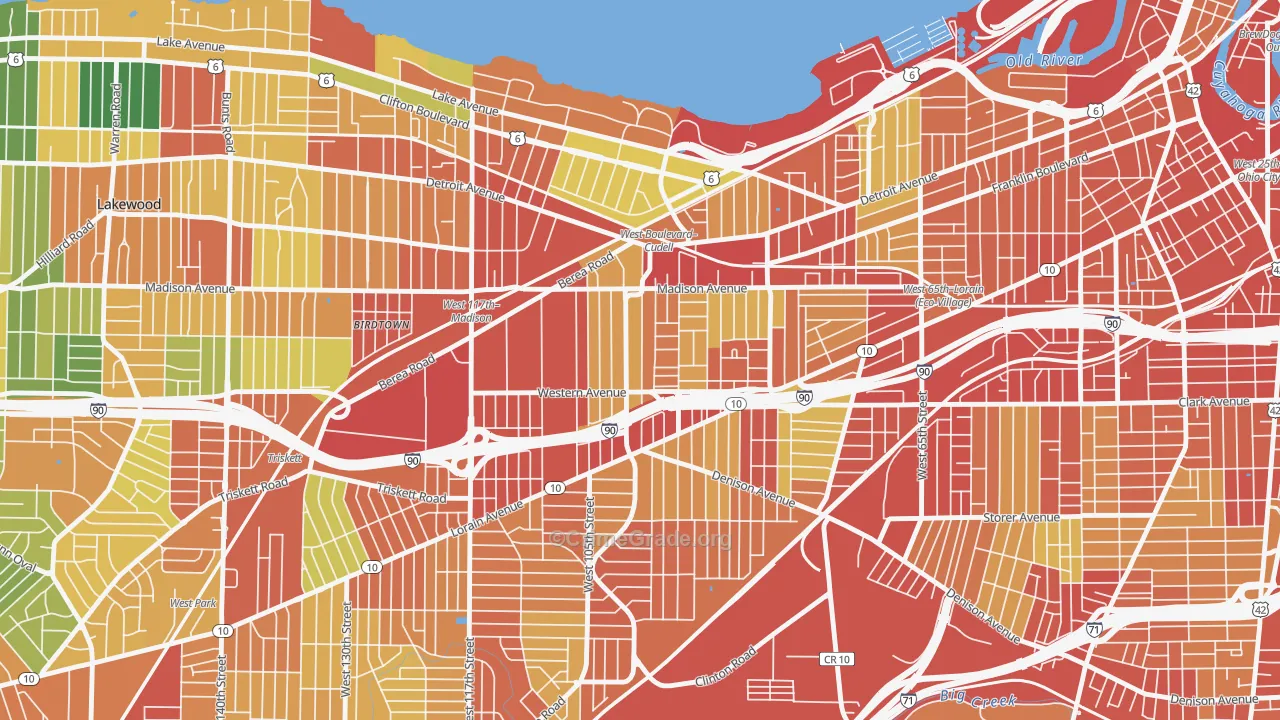 Cudell, Cleveland, OH Map of Theft Rates