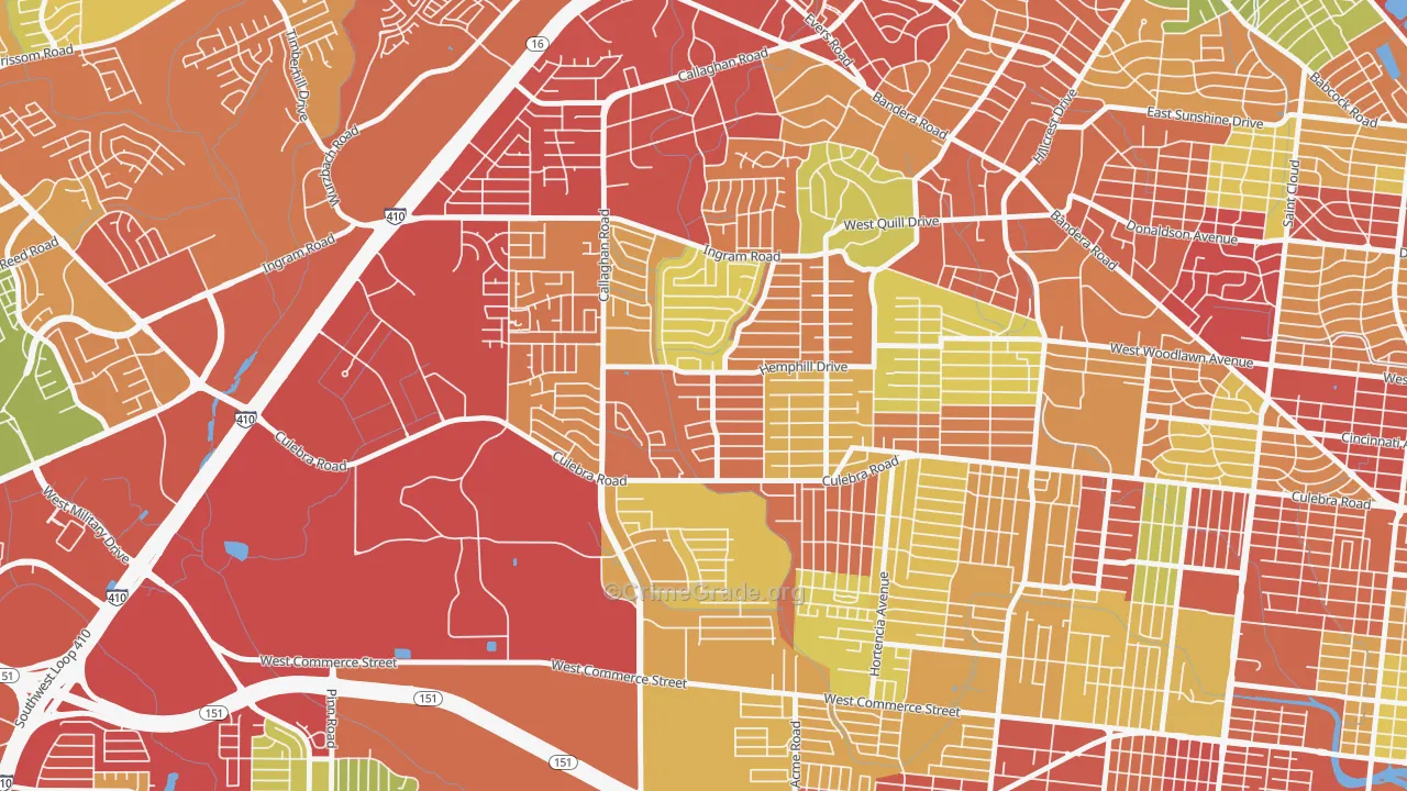 Culebra Park, San Antonio, TX Map of Theft Rates