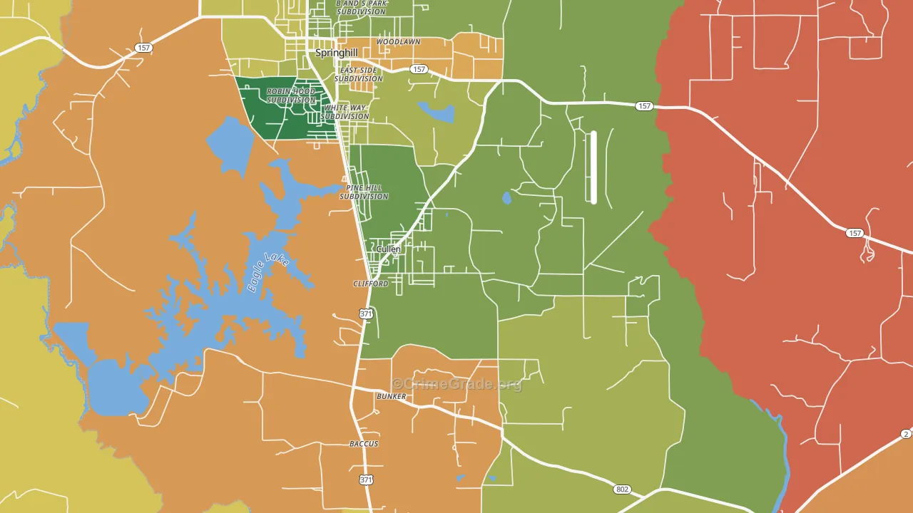 Cullen, LA Map of Theft Rates