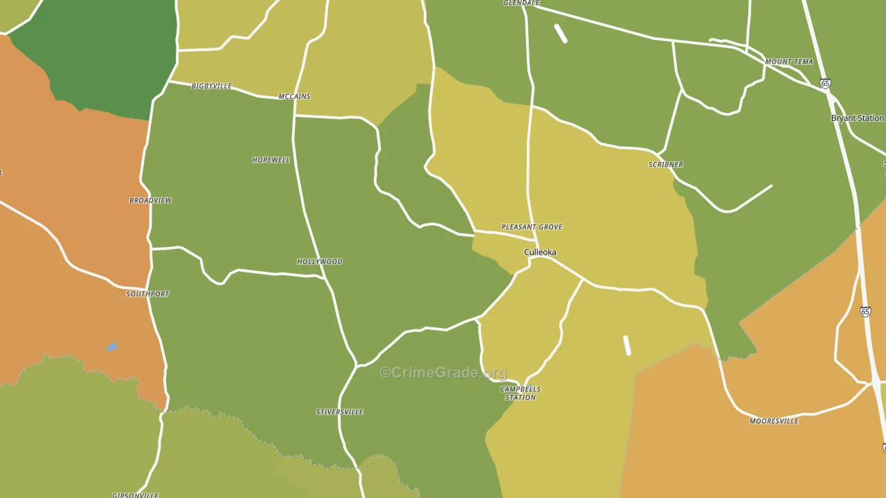 Culleoka, TN Map of Theft Rates