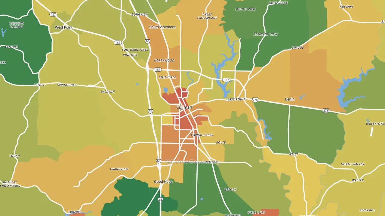 Cullman, AL Map of Theft Rates