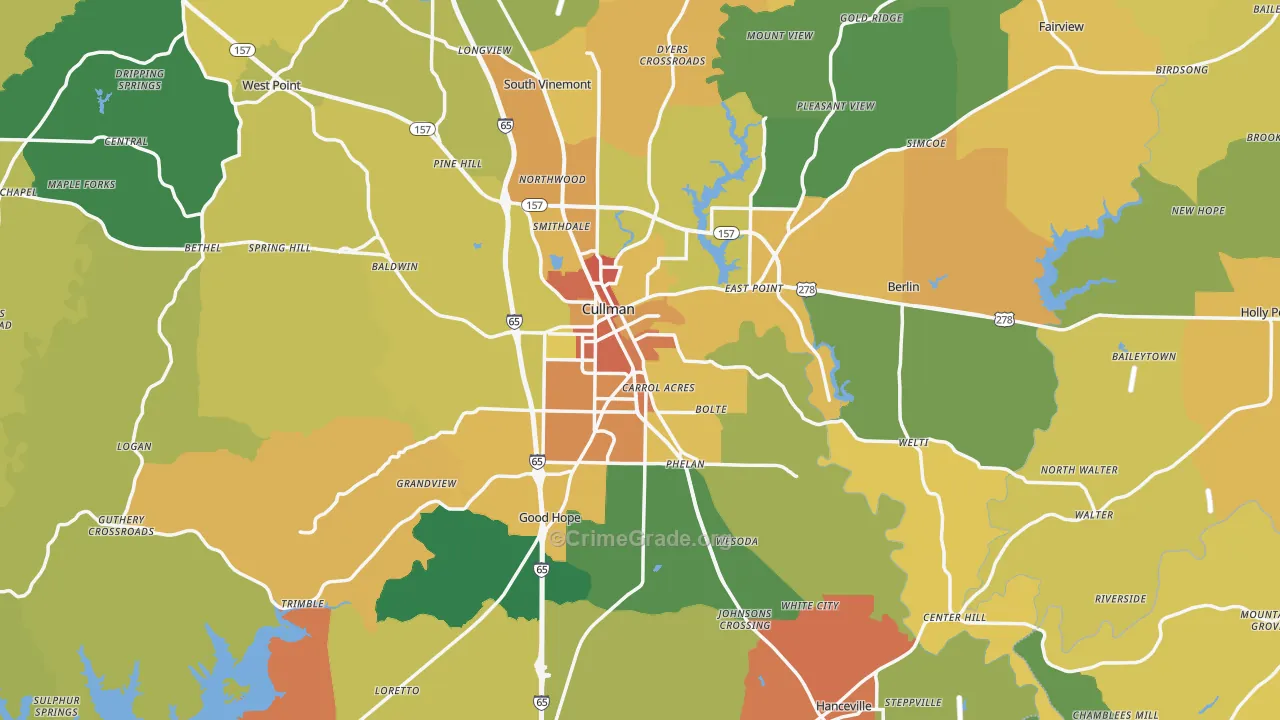 Cullman County, AL Map of Theft Rates