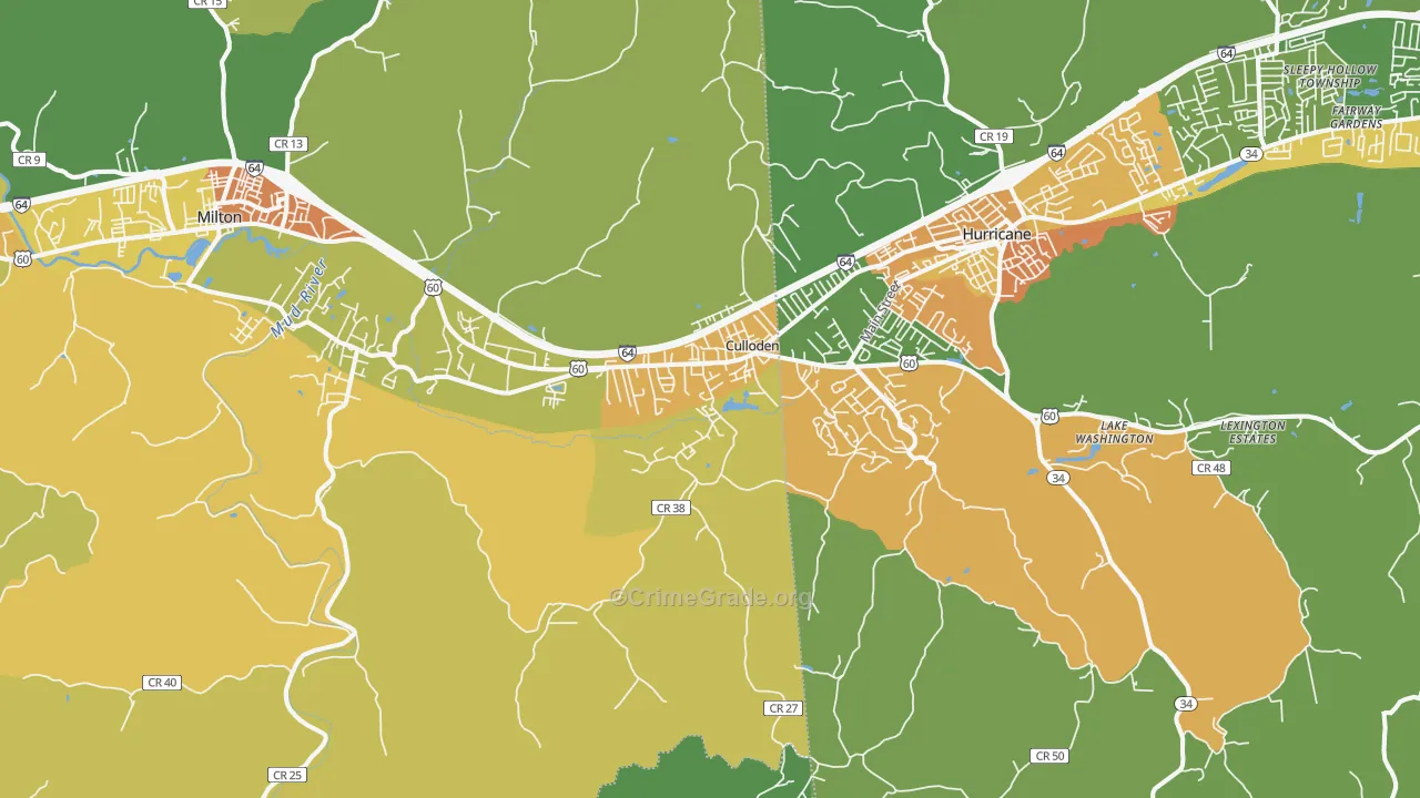 Culloden, WV Map of Theft Rates