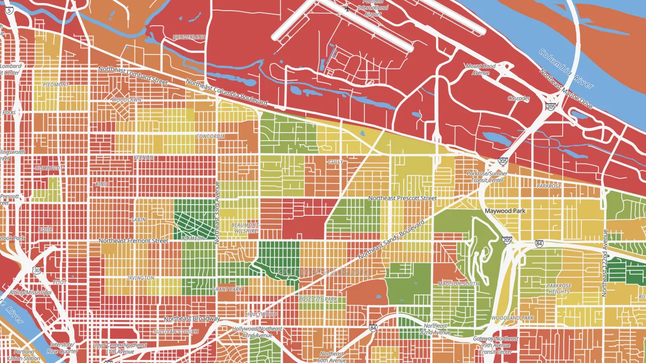 Cully, Portland, OR Map of Theft Rates