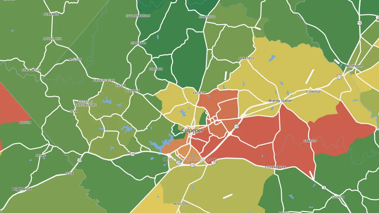 Culpeper County, VA Map of Theft Rates
