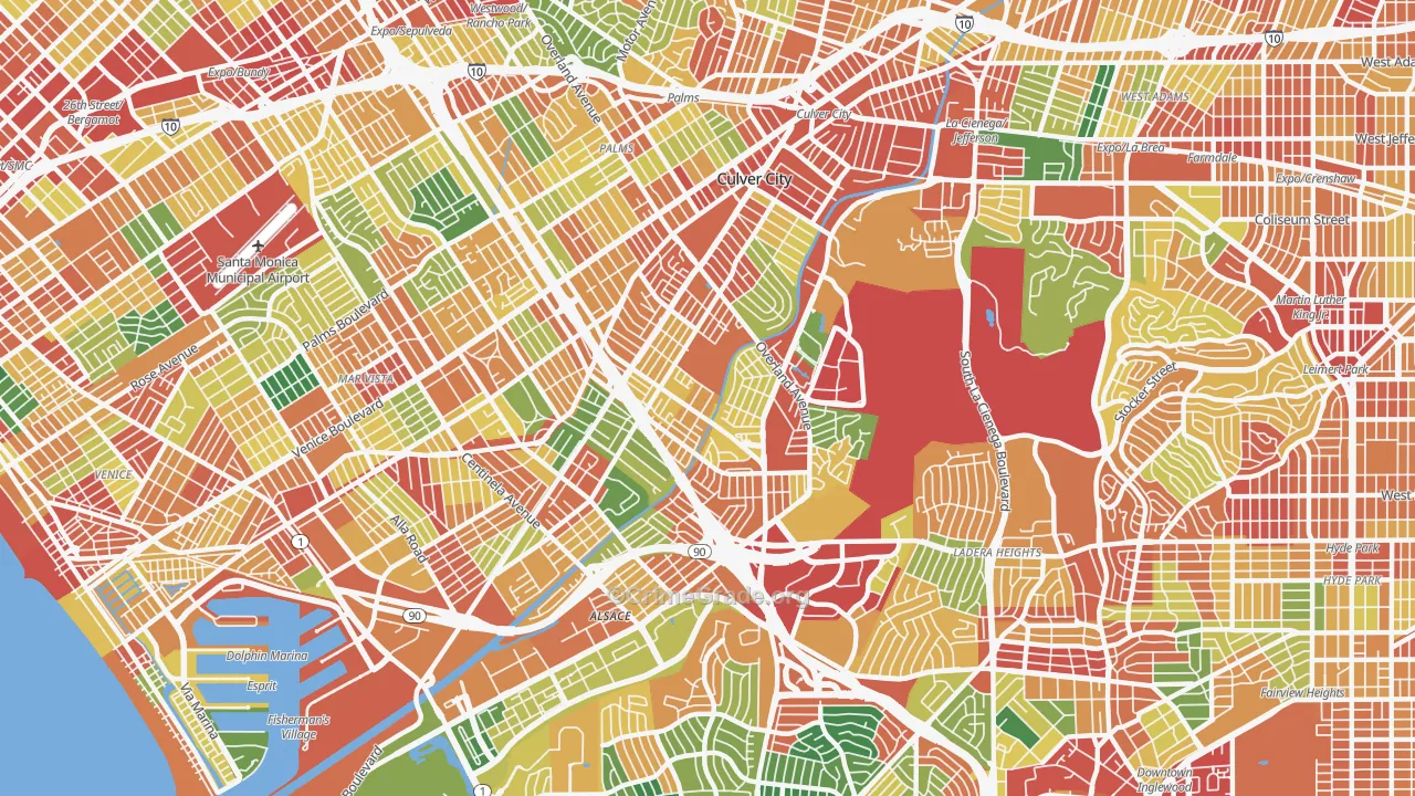 Culver City, CA Map of Theft Rates