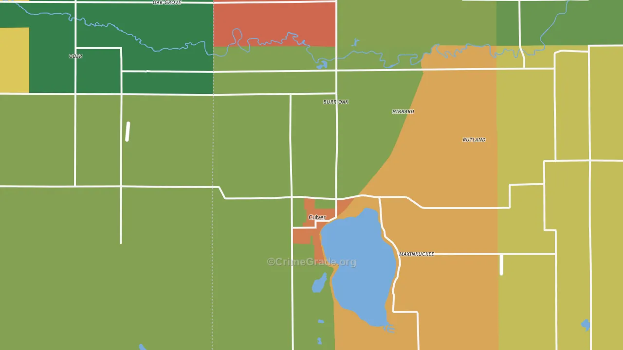 Culver, IN Map of Theft Rates