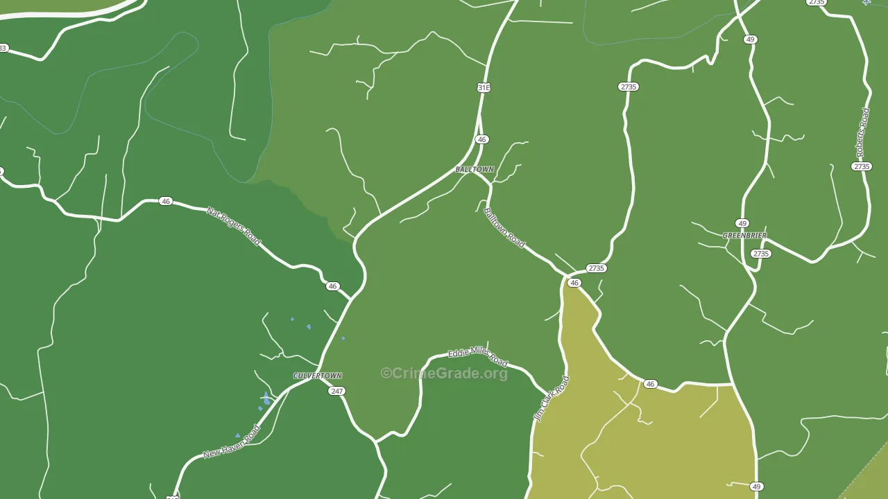Culvertown, KY Map of Theft Rates