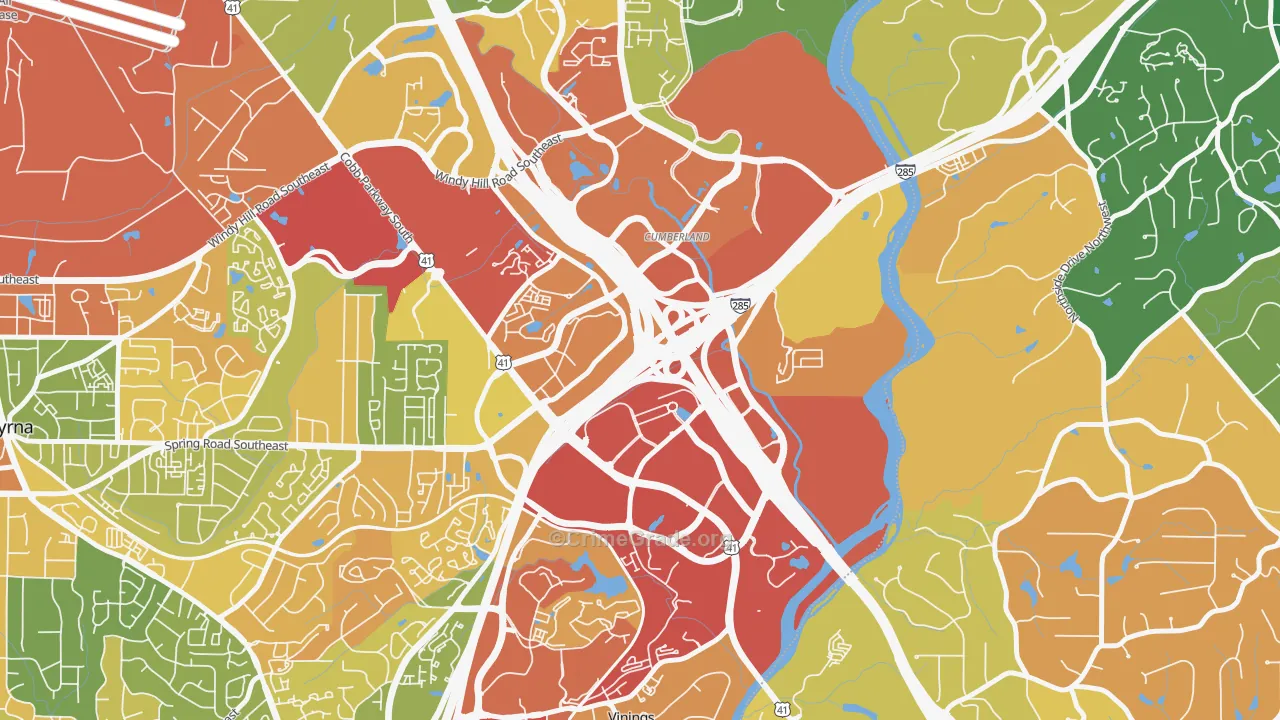 Cumberland, Atlanta, GA Map of Theft Rates