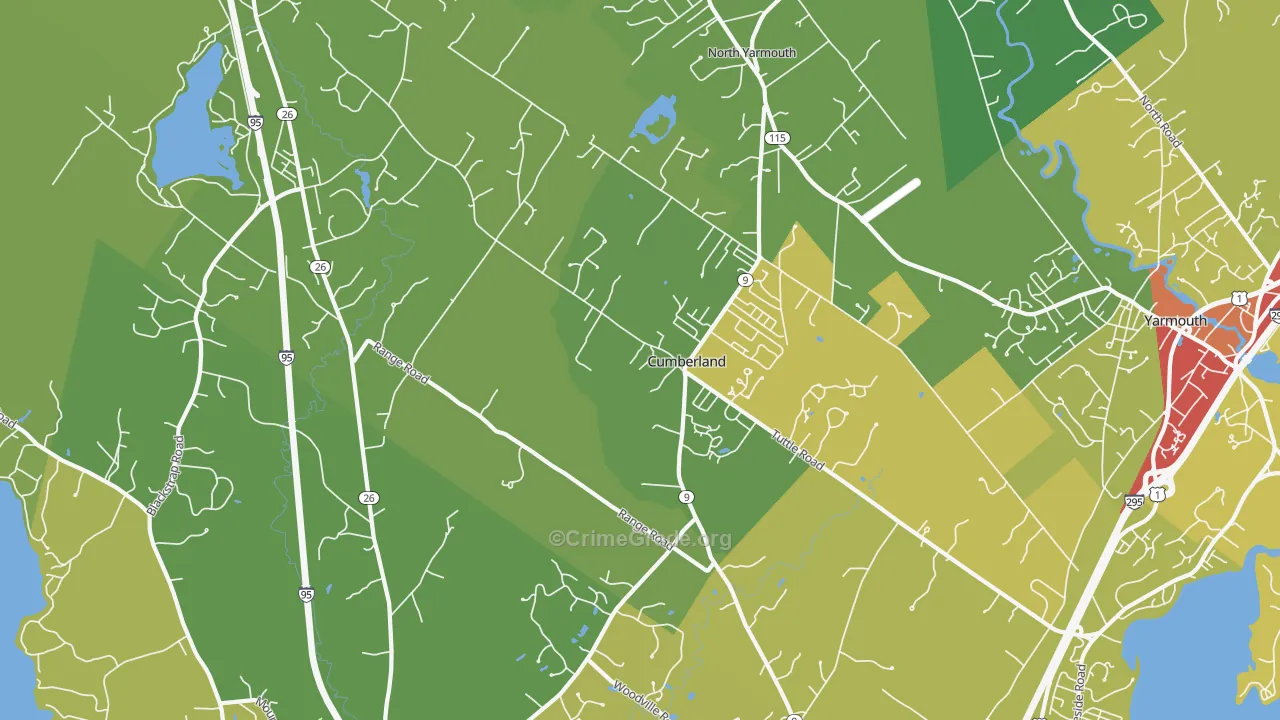 Cumberland Center, ME Map of Theft Rates