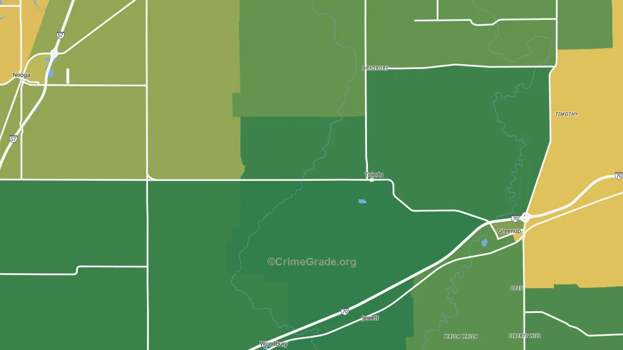 Cumberland County, IL Map of Theft Rates
