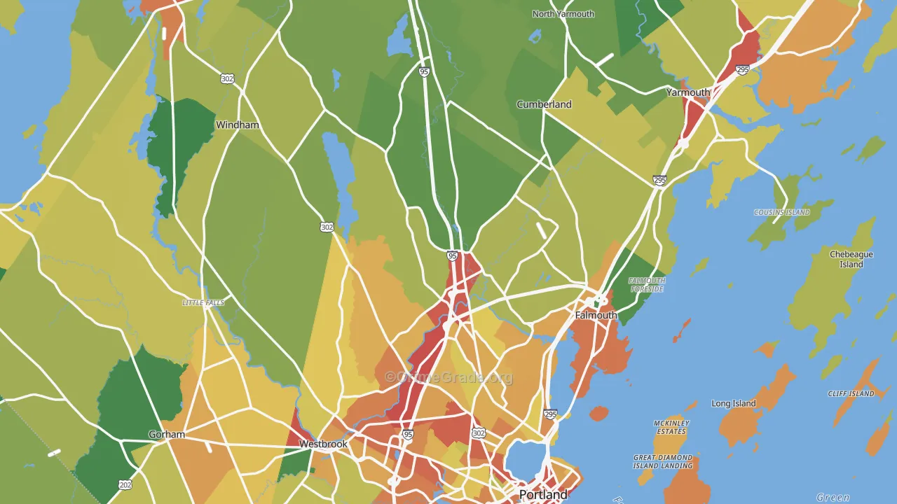 Cumberland County, ME Map of Theft Rates