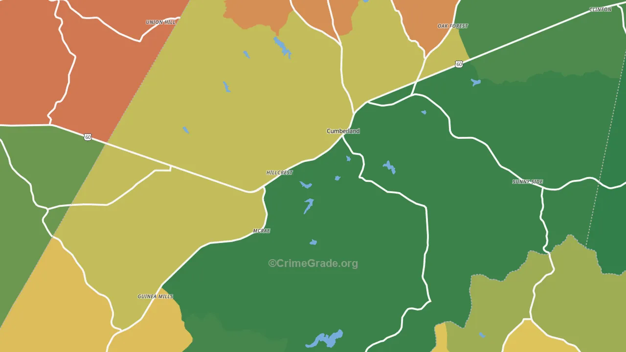 Cumberland County, VA Map of Theft Rates