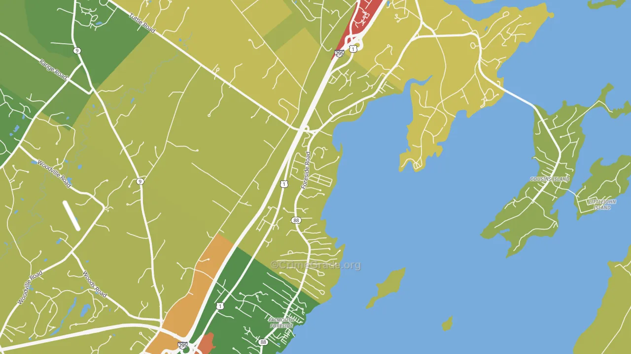 Cumberland Foreside, ME Map of Theft Rates