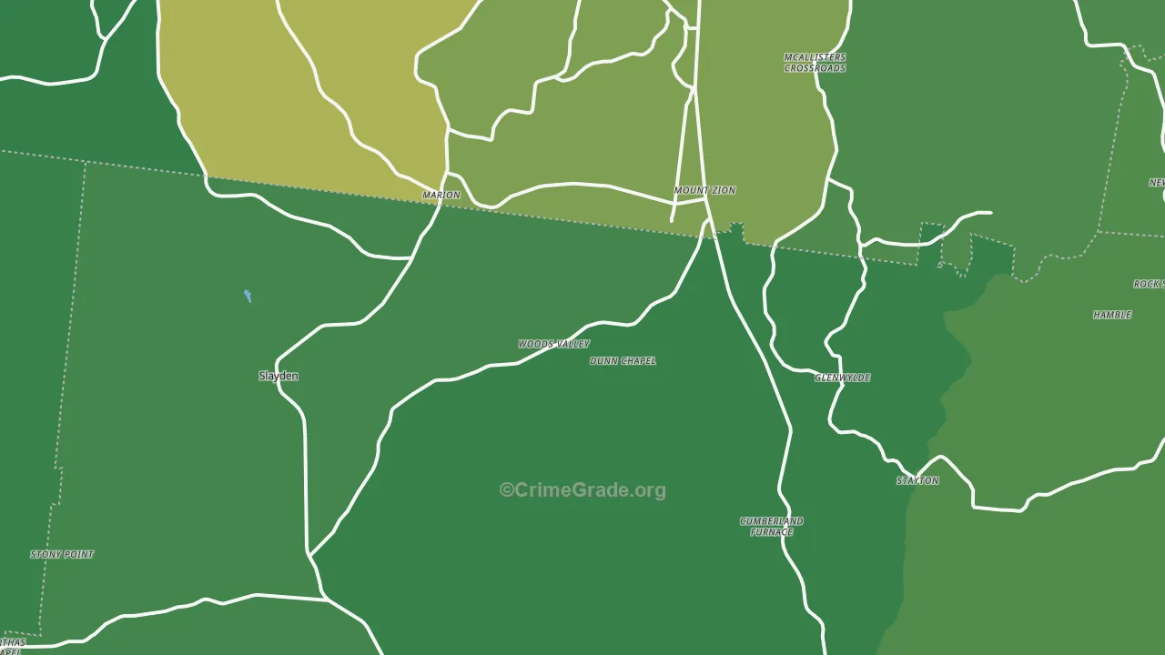 Cumberland Furnace, TN Map of Theft Rates