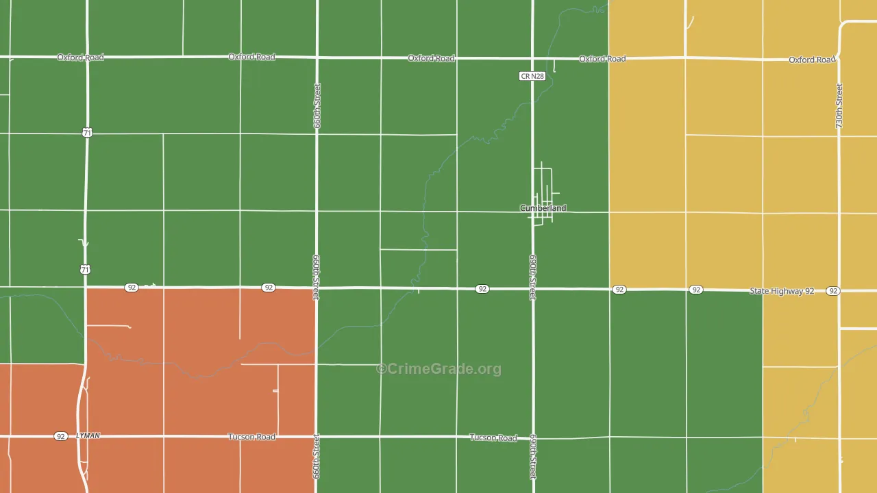 Cumberland, IA Map of Theft Rates