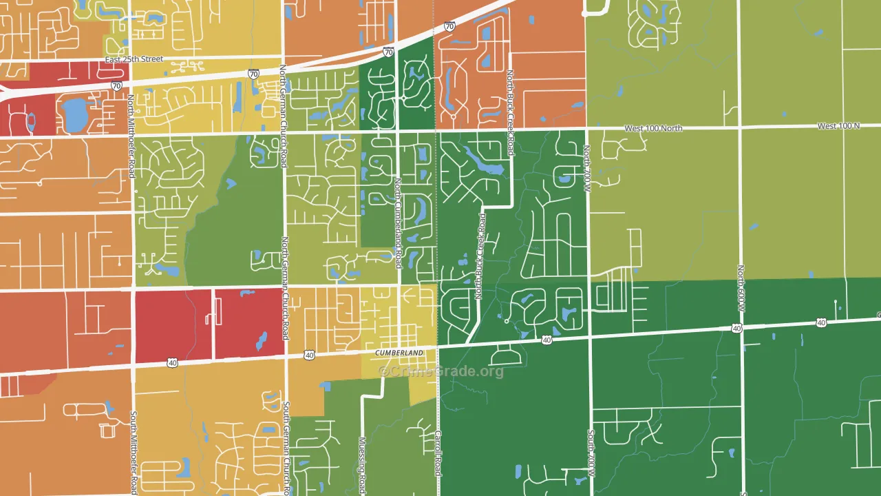 Cumberland, IN Map of Theft Rates