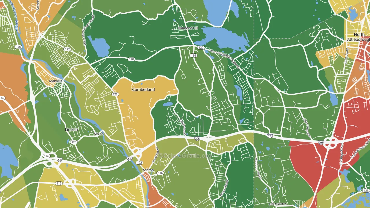 Cumberland, RI Map of Theft Rates