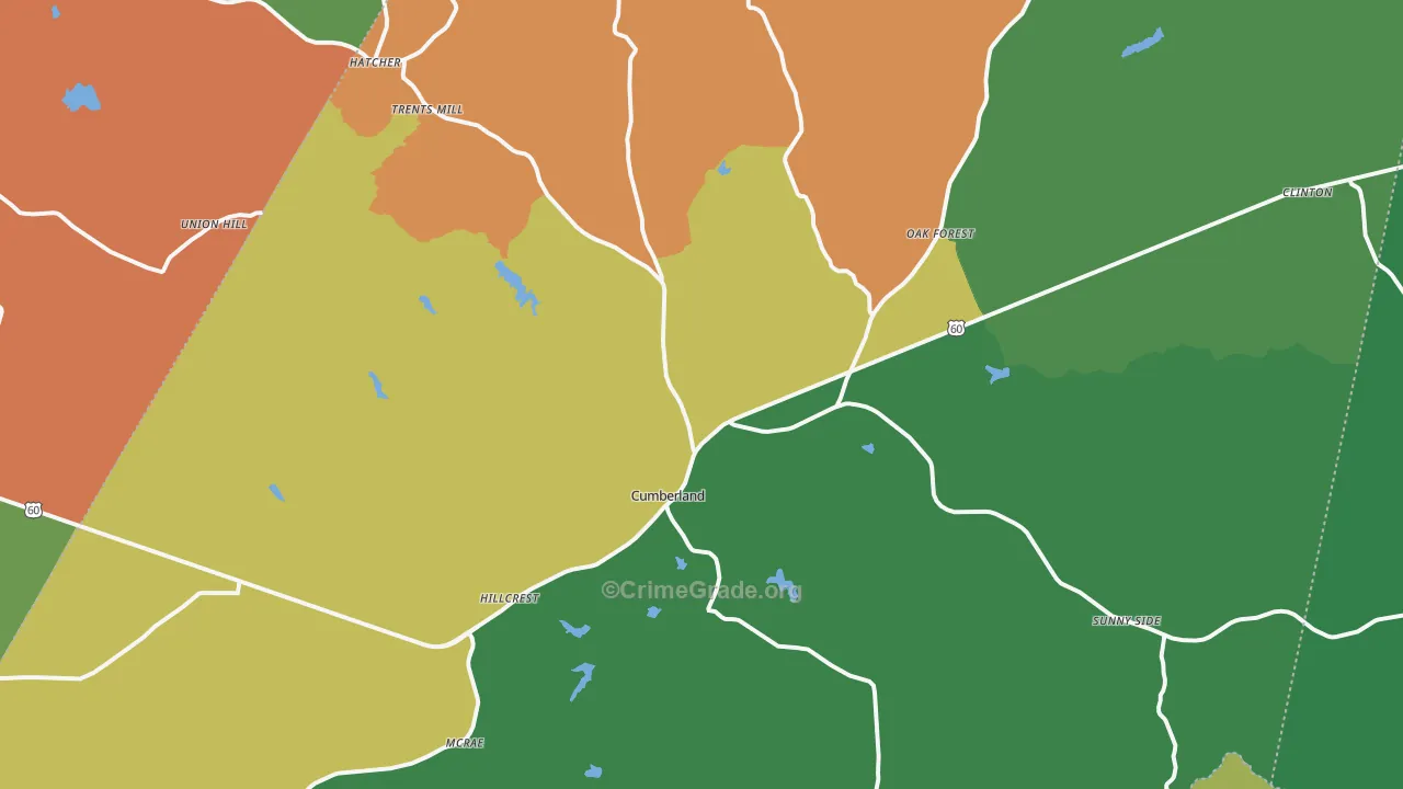 Cumberland, VA Map of Theft Rates