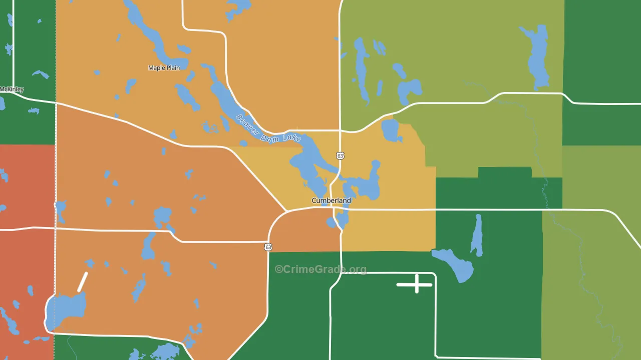 Cumberland, WI Map of Theft Rates