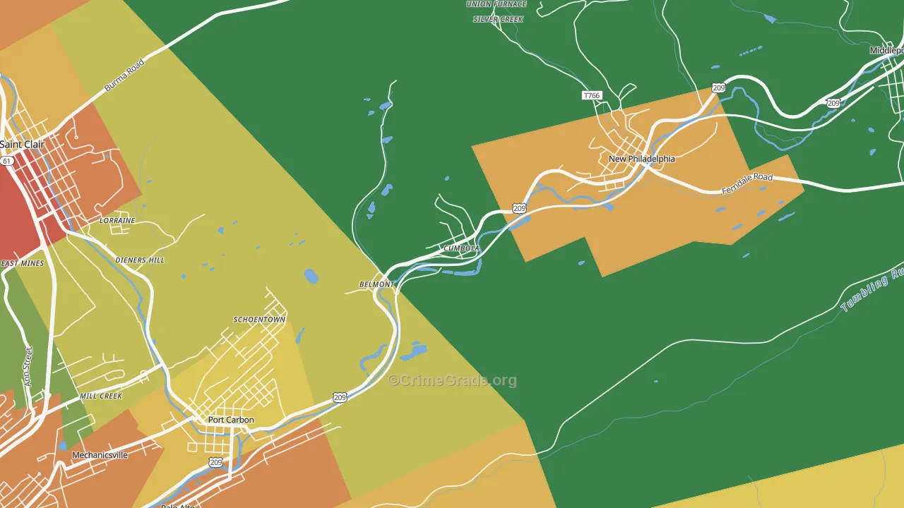 Cumbola, PA Map of Theft Rates