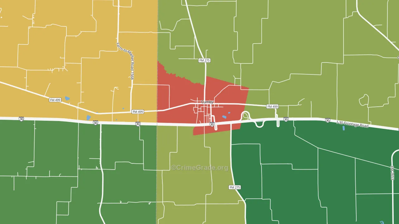 Cumby, TX Map of Theft Rates