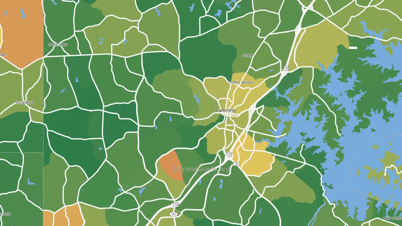 Cumming, GA Map of Theft Rates