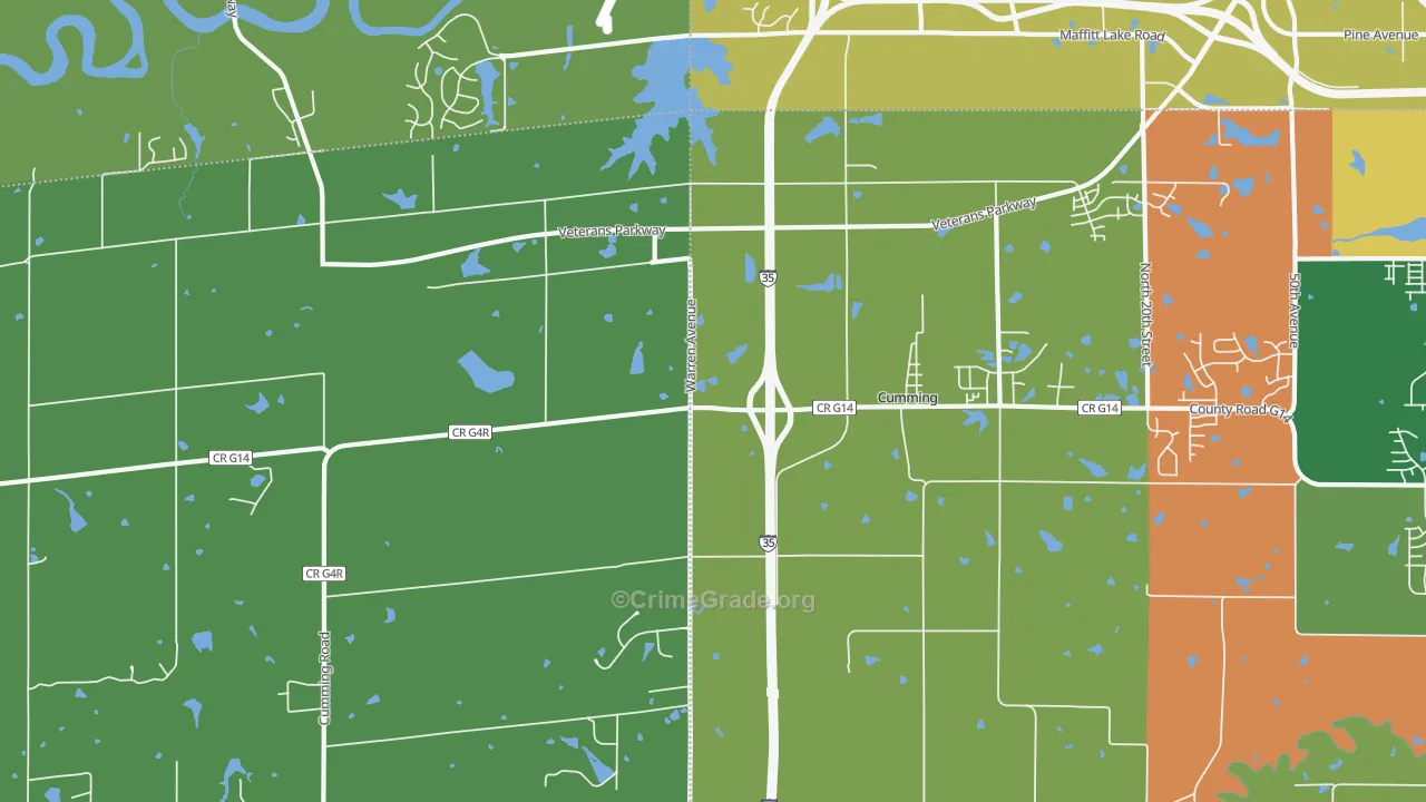 Cumming, IA Map of Theft Rates