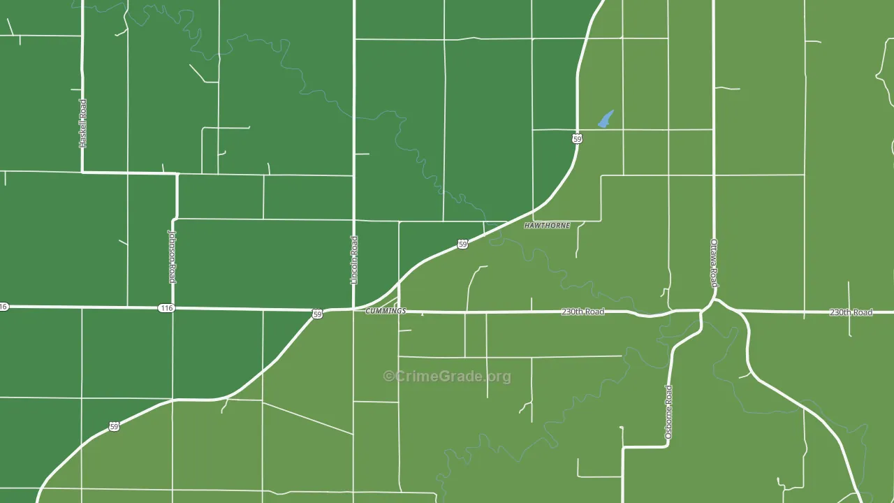 Cummings, KS Map of Theft Rates