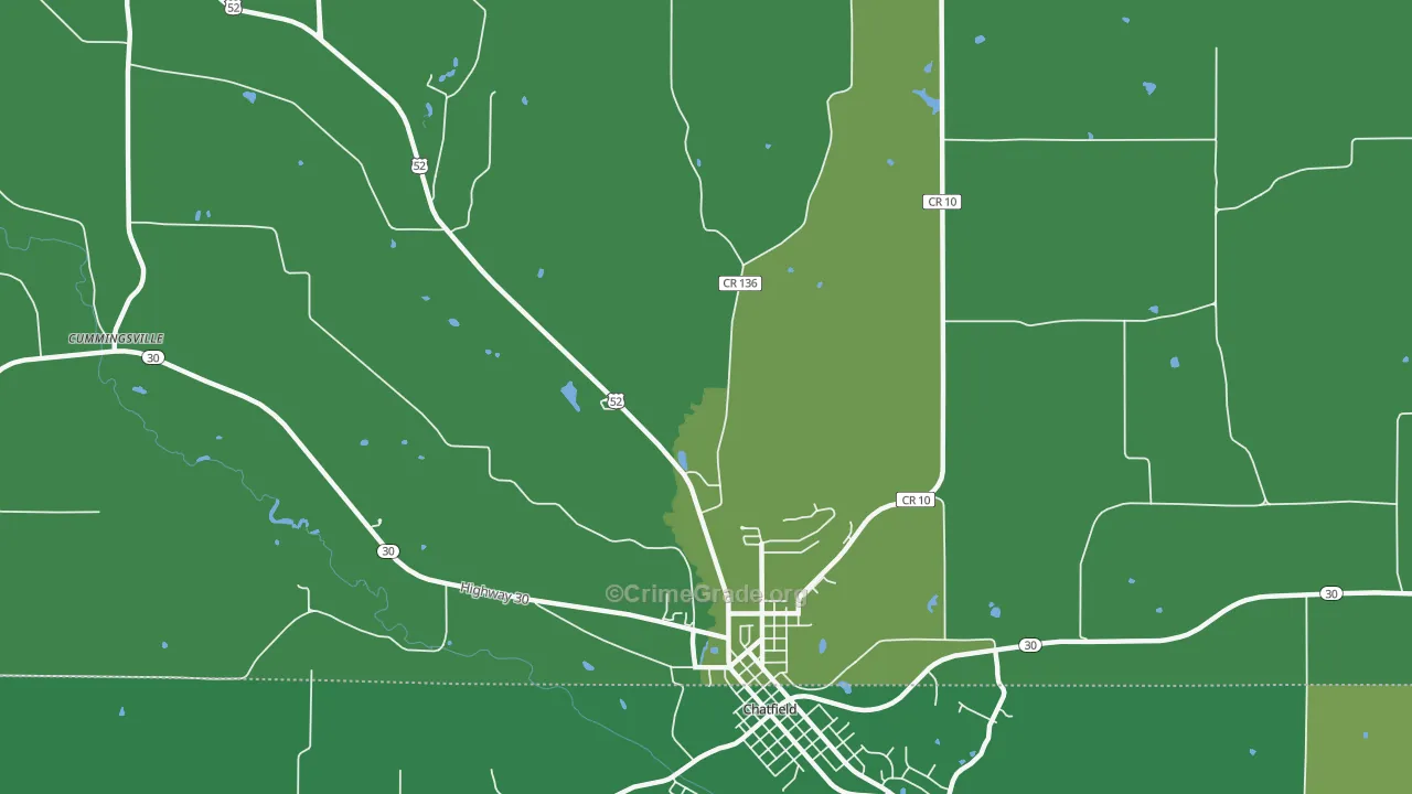 Cummingsville, MN Map of Theft Rates
