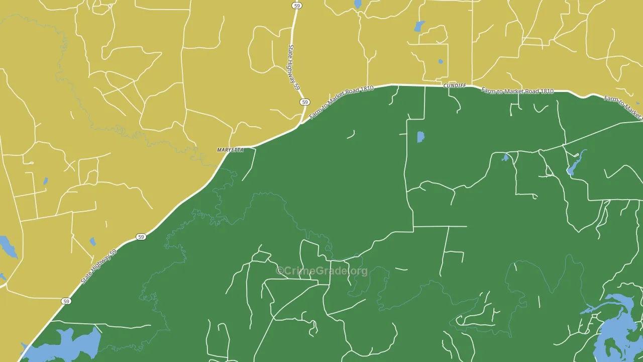 Cundiff, TX Map of Theft Rates