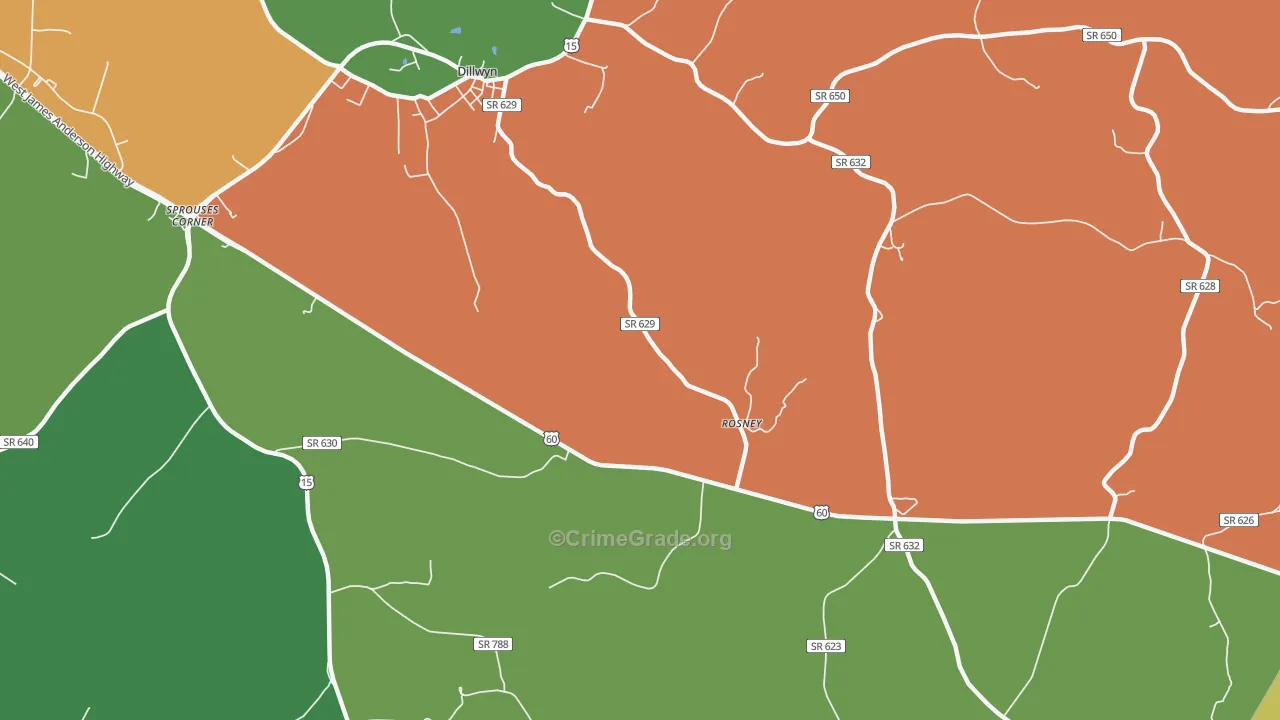 Curdsville, VA Map of Theft Rates
