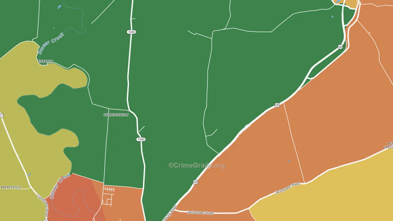 Currentsville, KY Map of Theft Rates