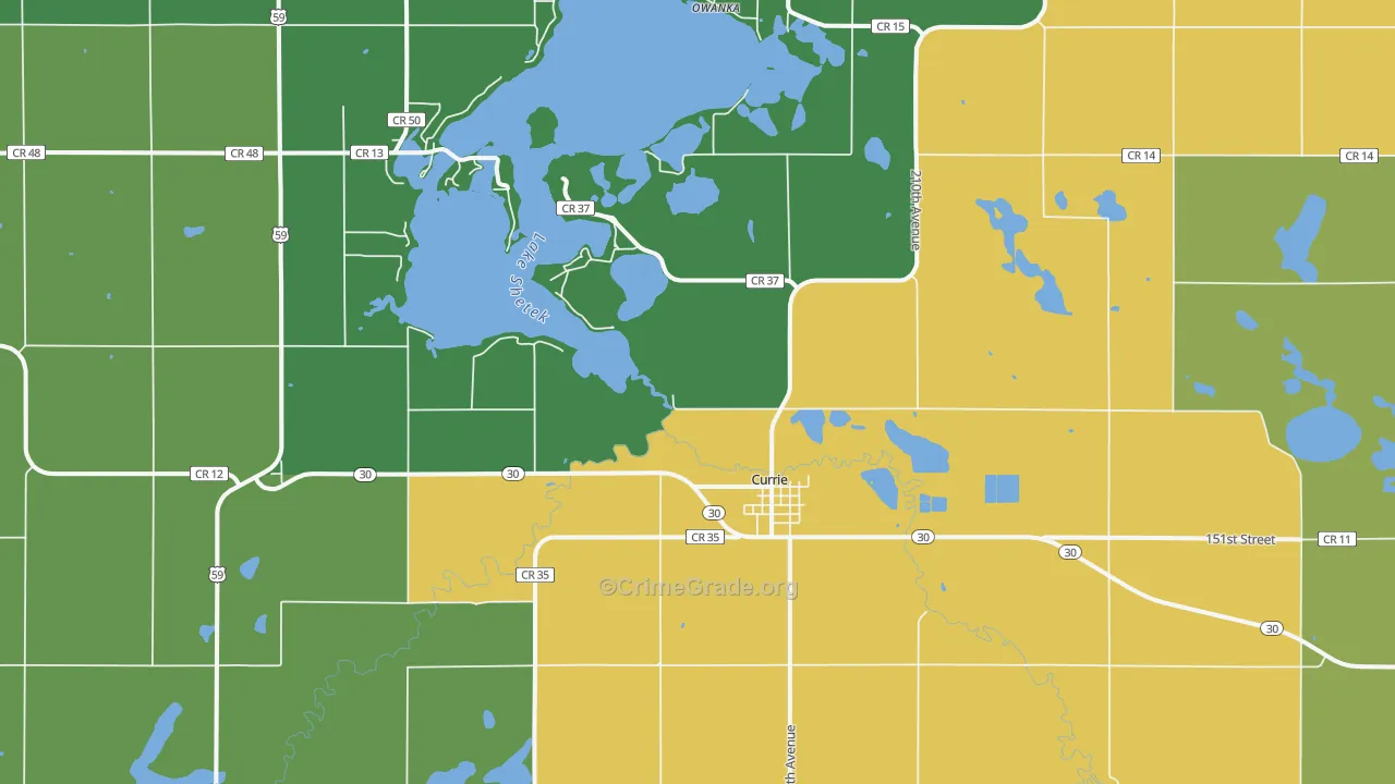 Currie, MN Map of Theft Rates