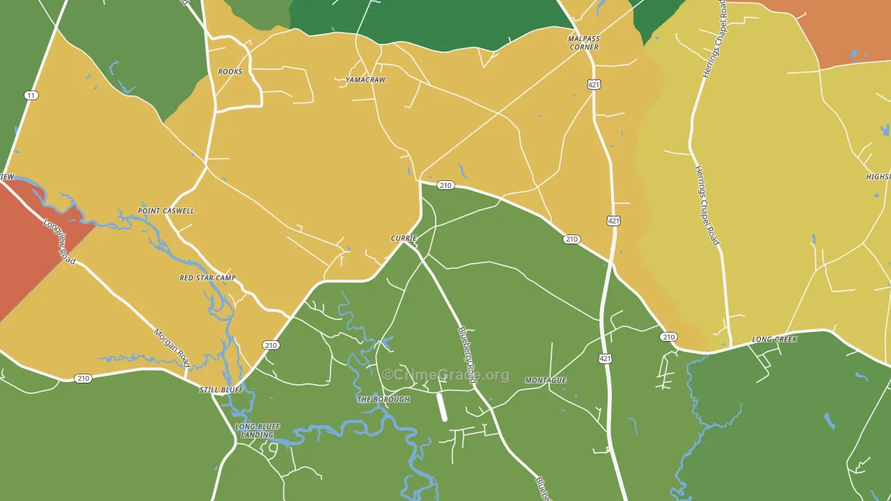 Currie, NC Map of Theft Rates