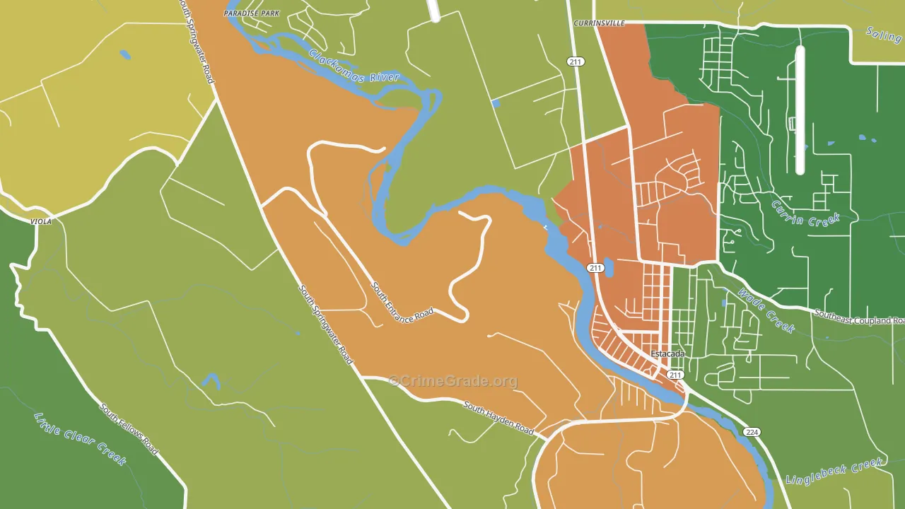 Currinsville, OR Map of Theft Rates