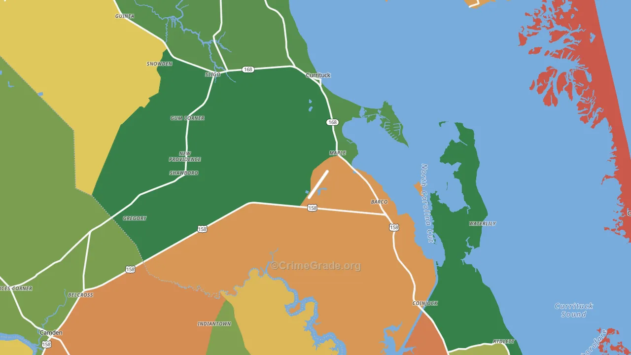 Currituck County, NC Map of Theft Rates