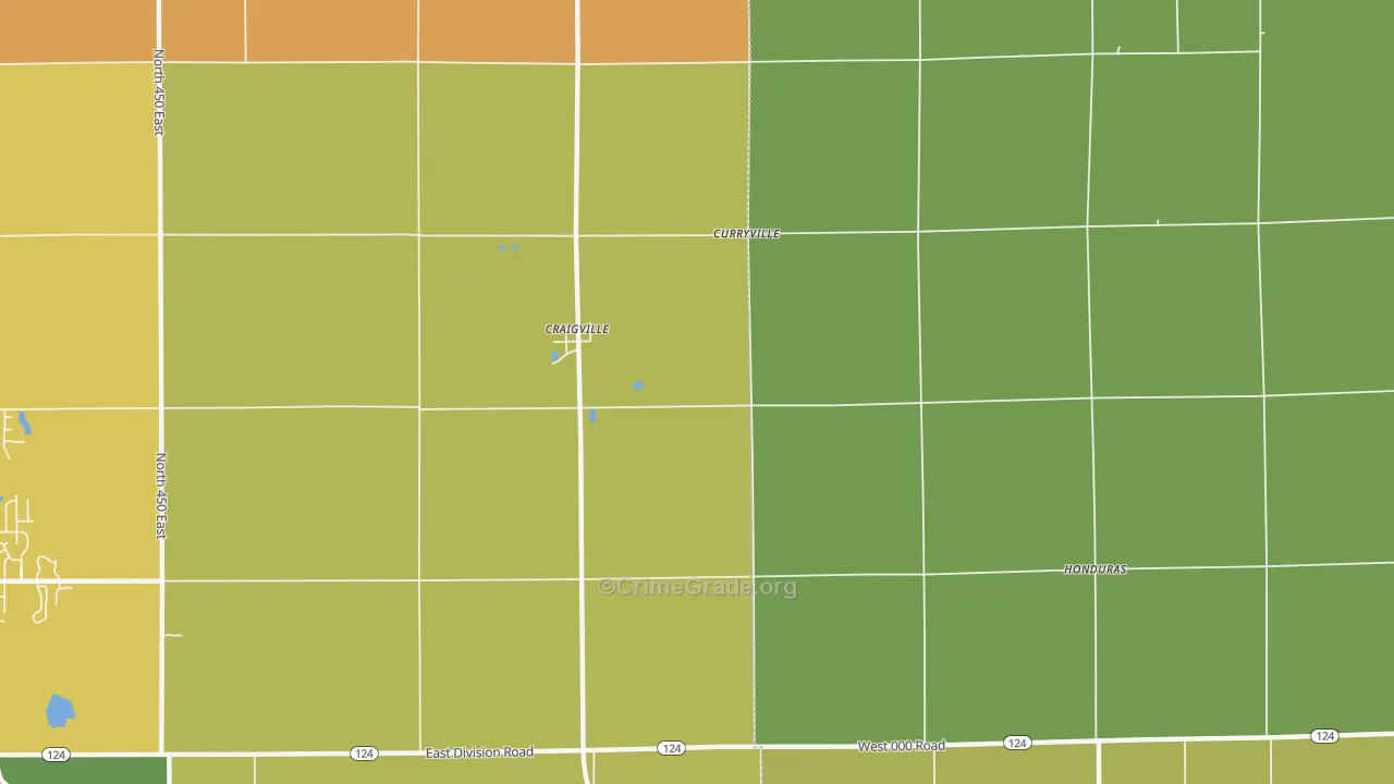 Curryville, IN Map of Theft Rates