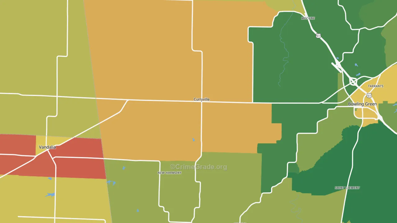 Curryville, MO Map of Theft Rates