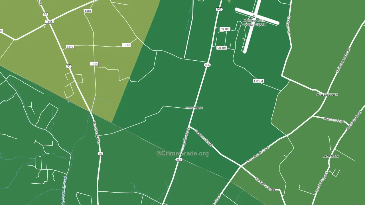 Curryville, PA Map of Theft Rates