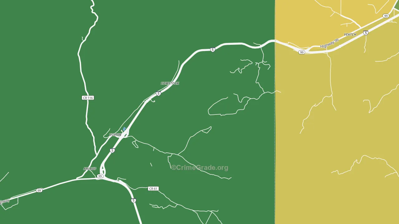 Curtin, OR Map of Theft Rates