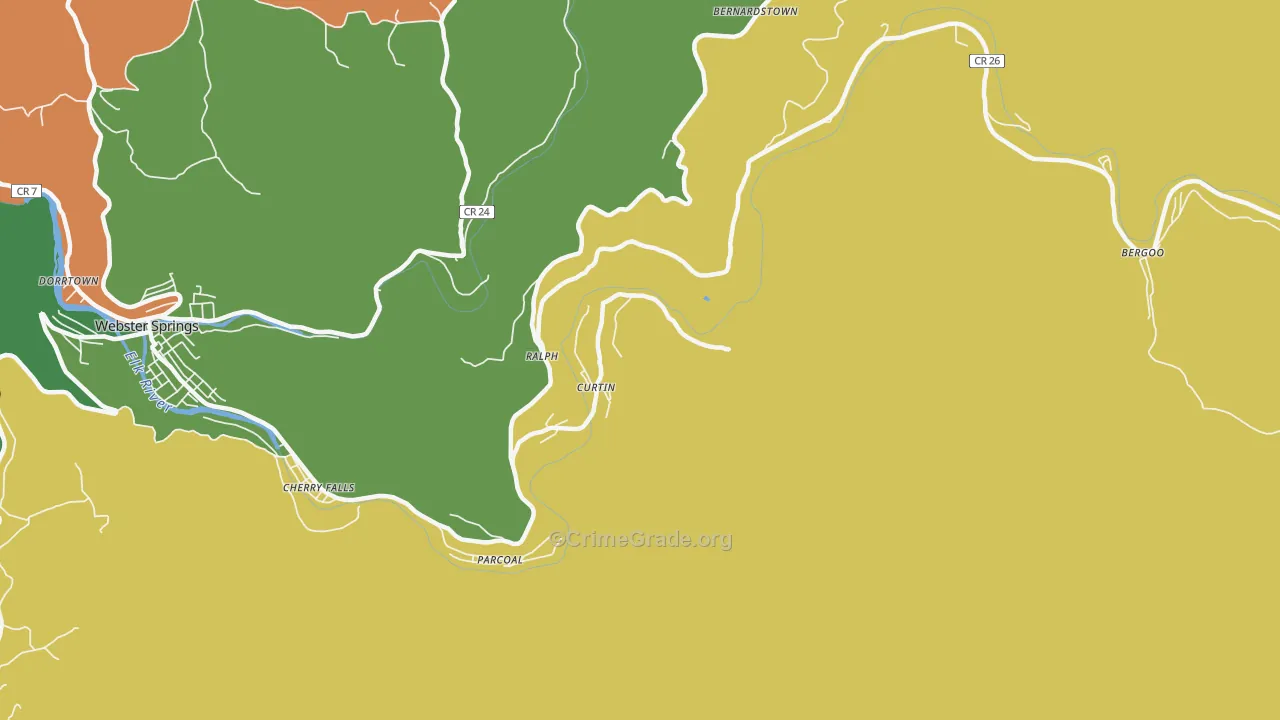 Curtin, WV Map of Theft Rates