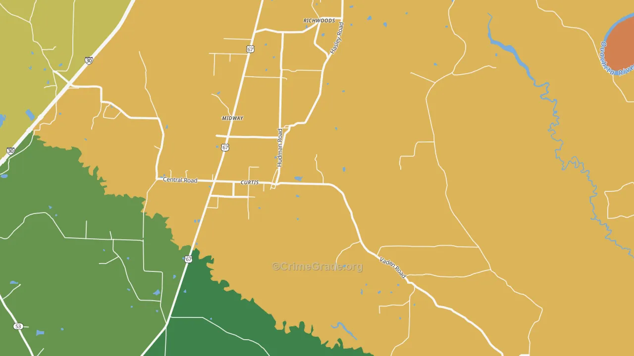 Curtis, AR Map of Theft Rates