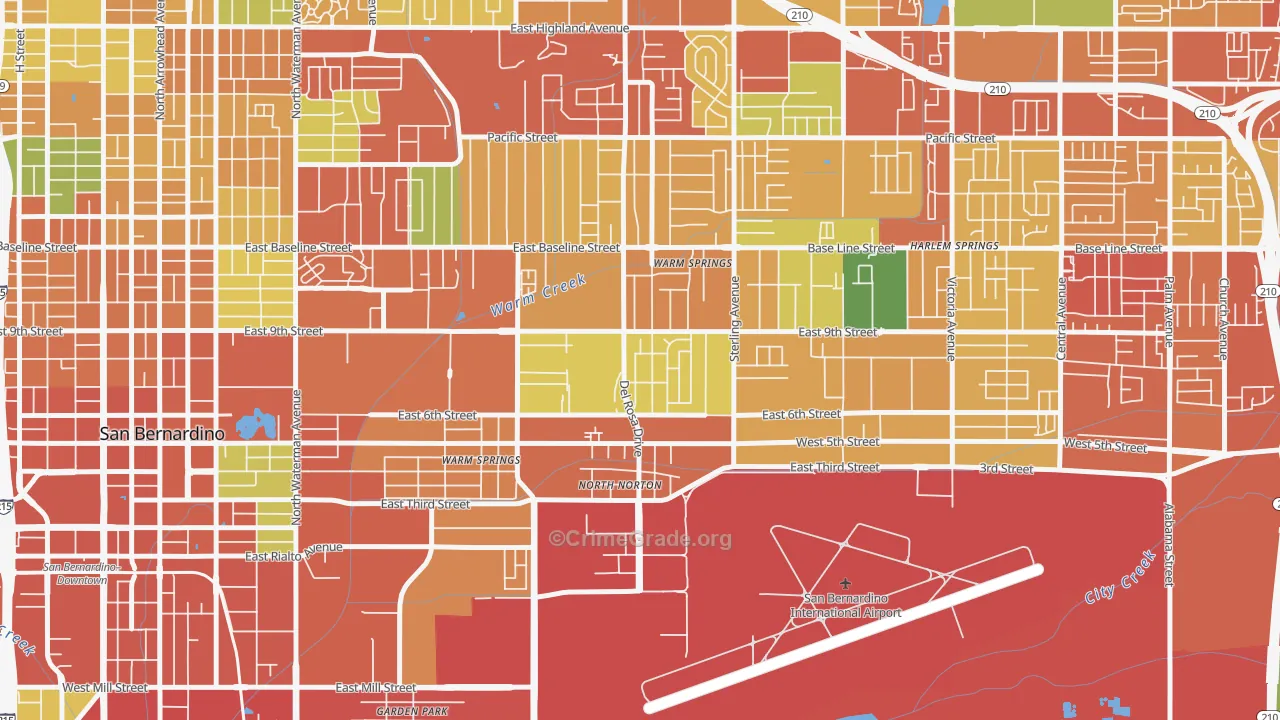 Curtis, Highland, CA Map of Theft Rates