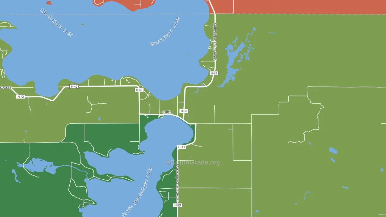 Curtis, MI Map of Theft Rates