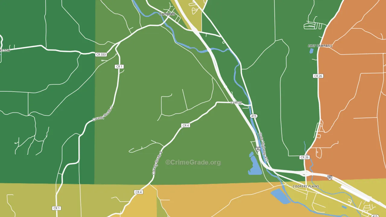 Curtis, NY Map of Theft Rates