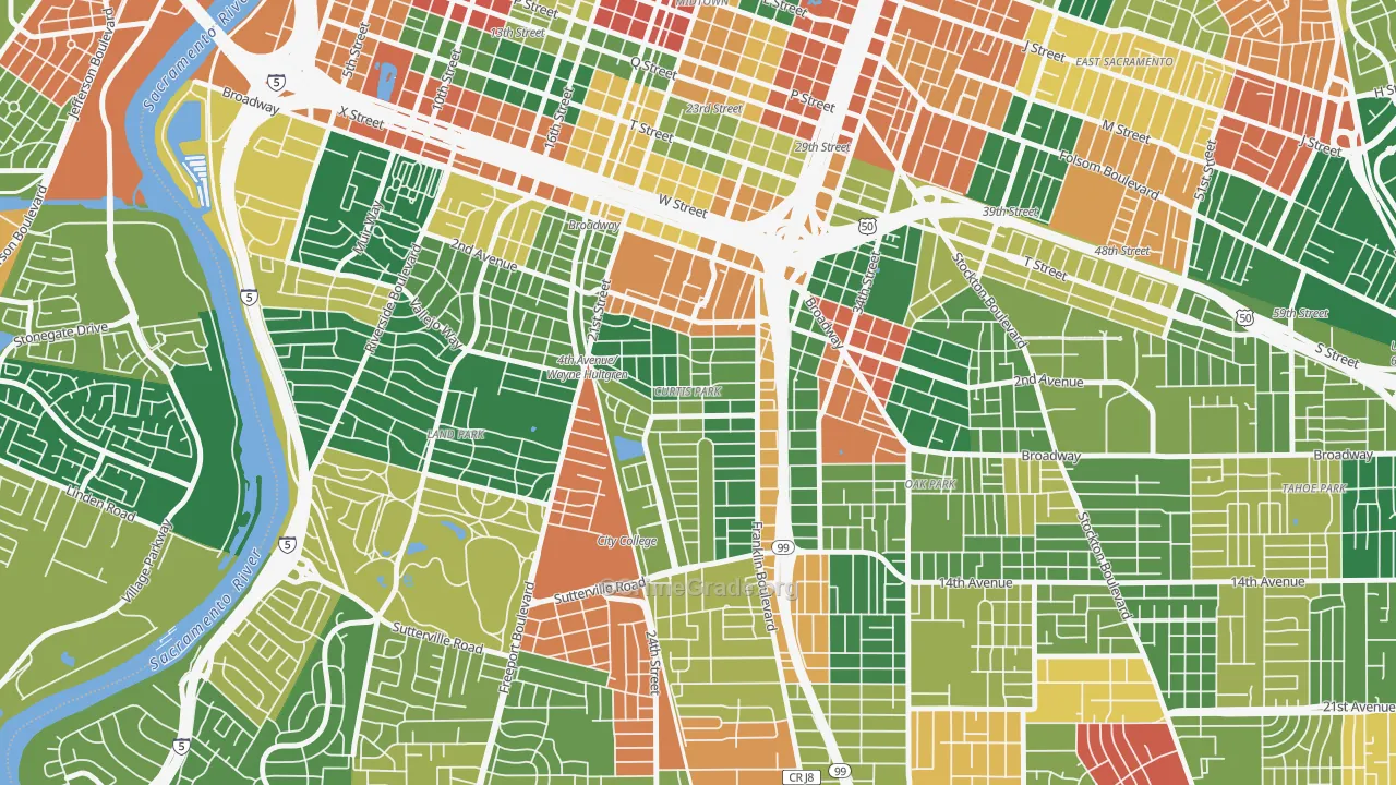 Curtis Park, Sacramento, CA Map of Theft Rates